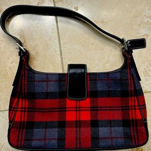 Coach Y2k Vintage Plaid Shoulder Bag Red Black Winter Fall